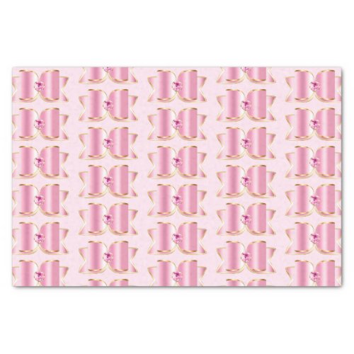 Pink Glam Bow with a Center Gemstone Pattern Tissue Paper