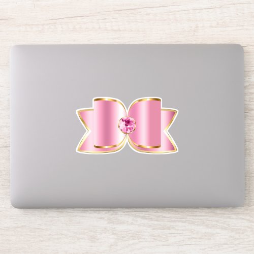 Pink Glam Bow with a Center Gemstone Sticker