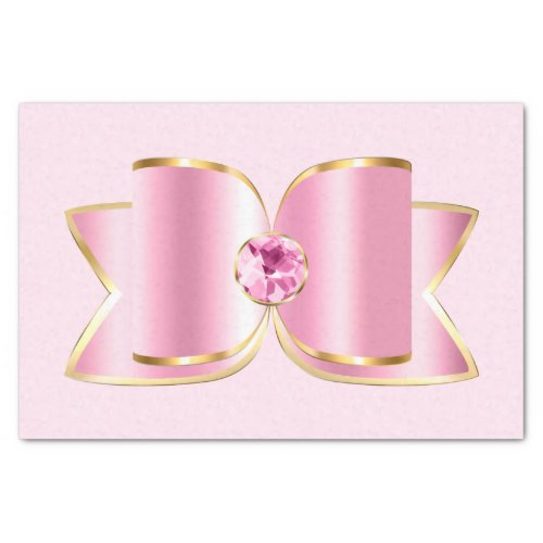 Pink Glam Bow with a Center Gemstone Tissue Paper