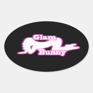 Pink Glam Bunny crawl Oval Sticker
