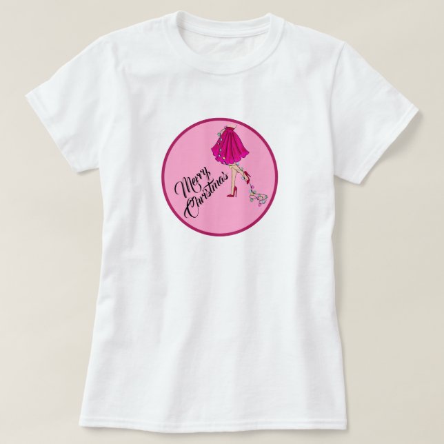 Pink Glam Christmas  T-Shirt (Design Front)