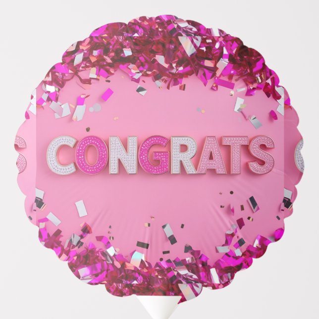Pink Glam "Congrats"  Balloon (Front)