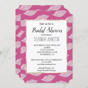 Pink Glam Diamond Lips Invitation