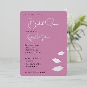 Pink Glam Diamonds Kisses Lips Bridal Shower Foil Invitation