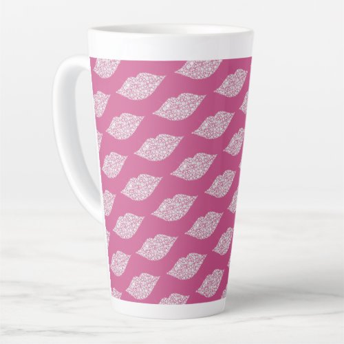 Pink Glam Diamonds Lips Kiss XOXO Latte Mug