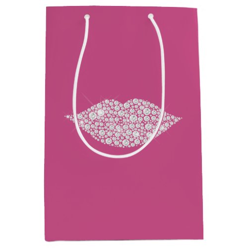 Pink Glam Diamonds Lips Medium Gift Bag