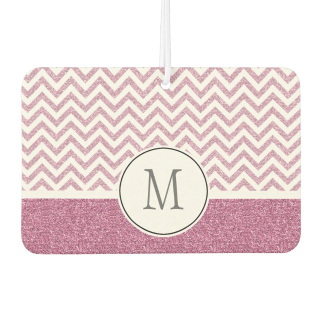 Pink Glam Faux Glitter Chevron Air Freshener (Front)