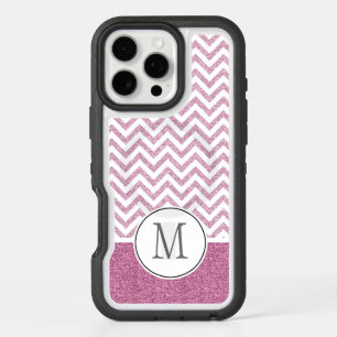 Pink Glam Faux Glitter Chevron iPhone 16 Pro Max Case
