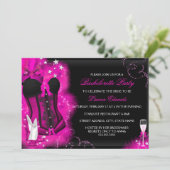 Pink Glam Feather Corset Bachelorette Party Invite (Standing Front)