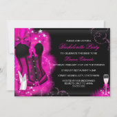 Pink Glam Feather Corset Bachelorette Party Invite (Front)