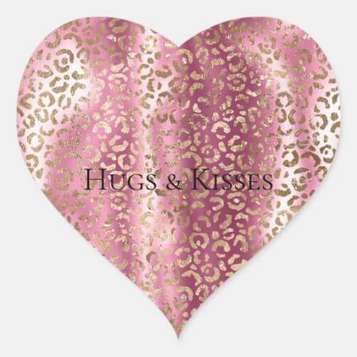 Pink Glam Glam Gold Leopard Animal Print Heart Sticker