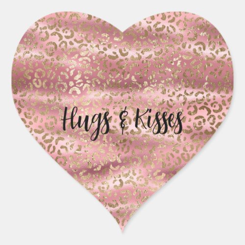 Pink Glam Glam Gold Leopard Animal Print Heart Sticker