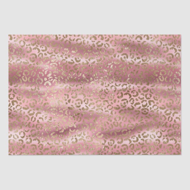 Pink Glam Glam Gold Leopard Animal Print Tissue Paper (Front)