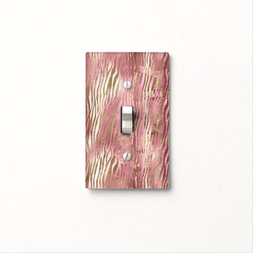 Pink Glam Glam Gold Zebra Animal print Light Switch Cover