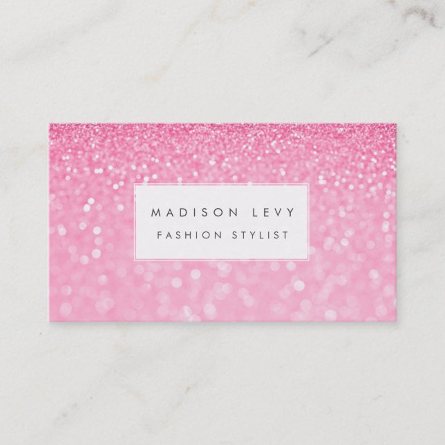 Pink Glam Glitter Glamor Fashion Stylist Business Card (Front)