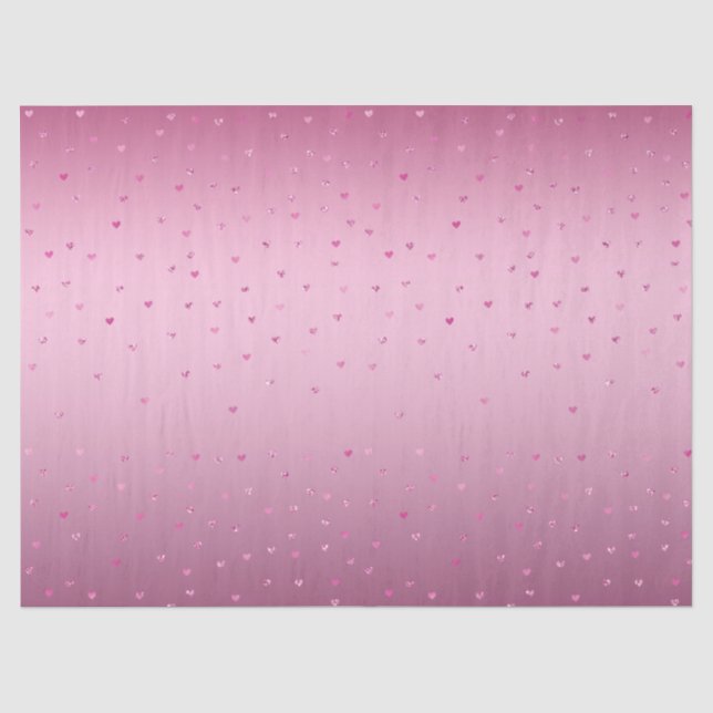 Pink Glam Glitter Hearts Birthday Tissue Paper (Front)