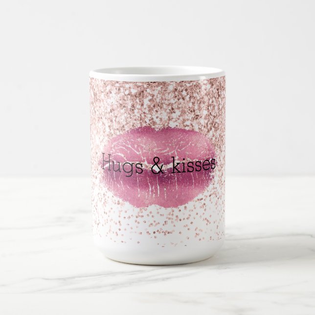 Pink Glam Glitz Glitter Lips Coffee Mug (Center)