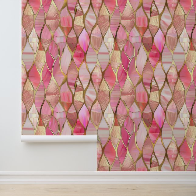 Pink Glam Gold Abstract Wallpaper (Application)