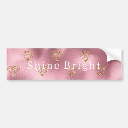 Pink Glam Gold Diamonds Bumper Sticker