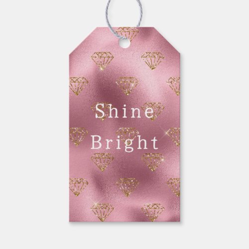 Pink Glam Gold Diamonds Gift Tags