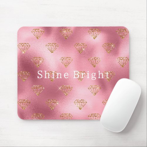 Pink Glam Gold Diamonds Mouse Pad