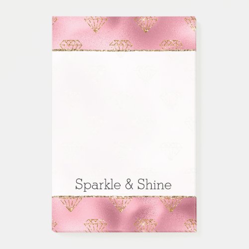 Pink Glam Gold Diamonds Post_it Notes