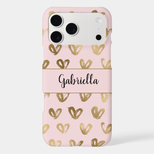 Pink Glam Gold Hearts  Case-Mate iPhone Case (Back)