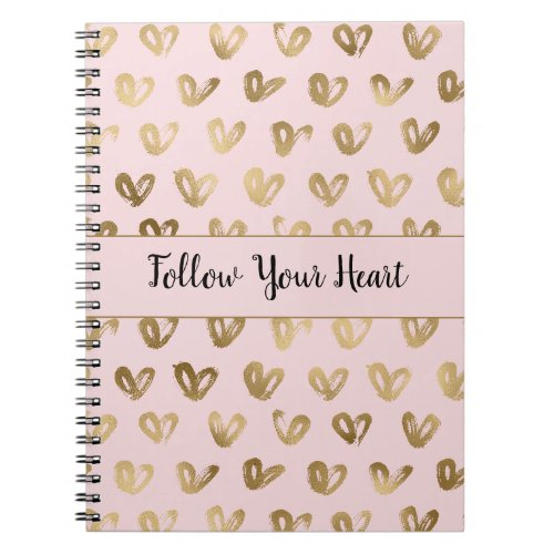 Pink Glam Gold Hearts  Notebook