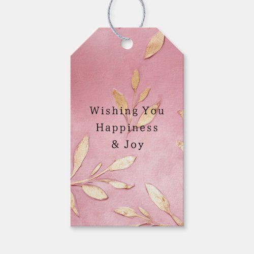 Pink Glam Gold Leaves Gift Tags