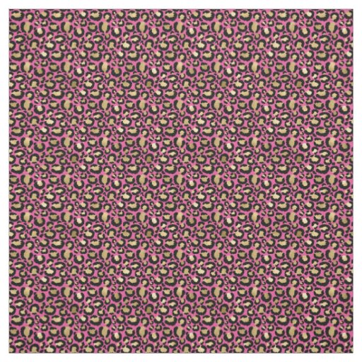 Pink Glam Gold Leopard Print Fabric
