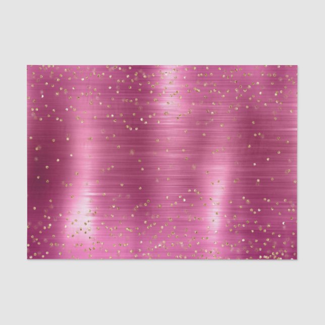 Pink Glam Gold Sparkle Confetti Baby Shower Tissue Paper (Front)