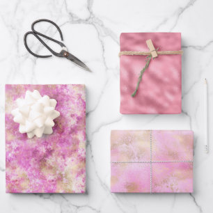 Pink Glam Gold Wrapping Paper Sheets