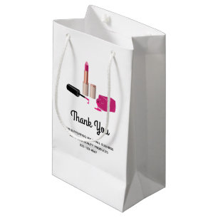 Pink Glam Lipstick & Nail Polish Beauty Themed Biz Small Gift Bag