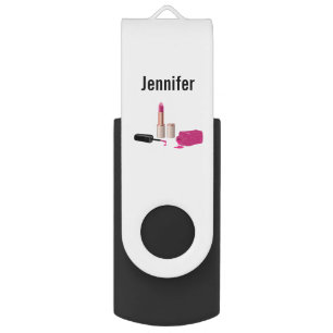Pink Glam Lipstick & Nail Polish Beauty Themed Flash Drive