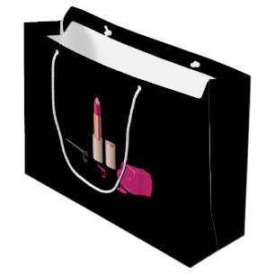 Pink Glam Lipstick & Nail Polish Beauty Themed Large Gift Bag