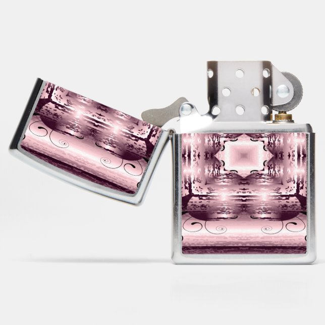 Pink Glam Metallic Kaleidoscope Zippo Lighter (Opened)