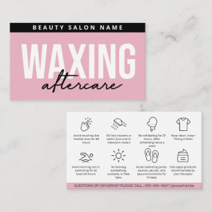 Pink Glam Modern Waxing Aftercare Guide Business Card