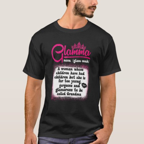 Pink Glamma Definition For Grandma Word Meaning T_Shirt