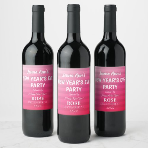 Pink Glamor Party New Year Custom Wine Label
