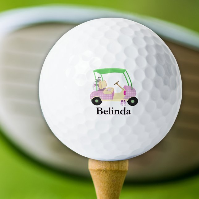 Pink Glamorous Golf Cart With Name Golf Balls (Creator Uploaded)