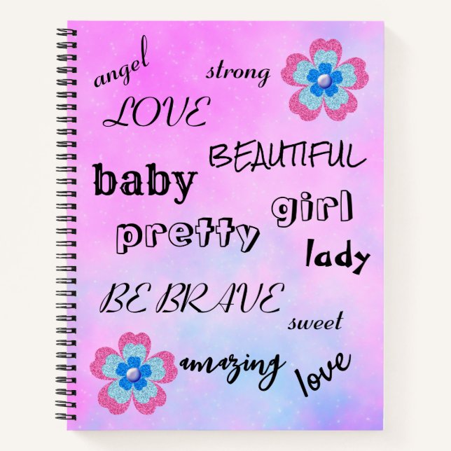 pink glamour glitter  notebook (Front)