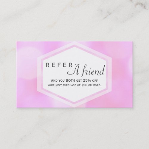 Pink Glamour Lights Salon REFER A FRIEND Card