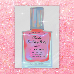 Pink glamour nail polish birthday invitation