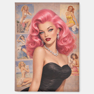 Pink Glamour Pin-Up – Vintage Hollywood Beauty Magnet