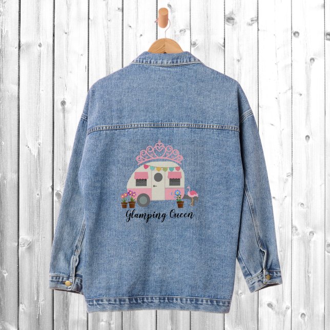 Pink Glamping Camping Queen Denim Jacket (Creator Uploaded)