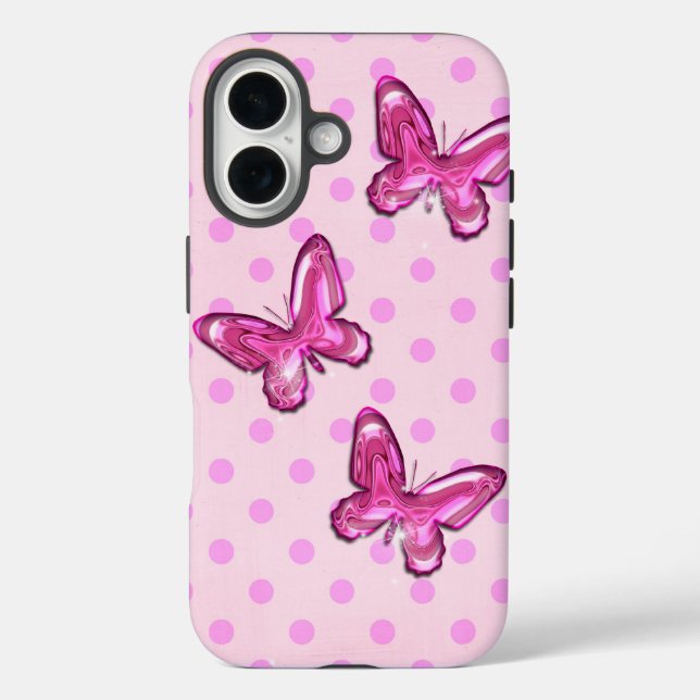 Pink Glass Butterflies Case-Mate iPhone Case (Back)