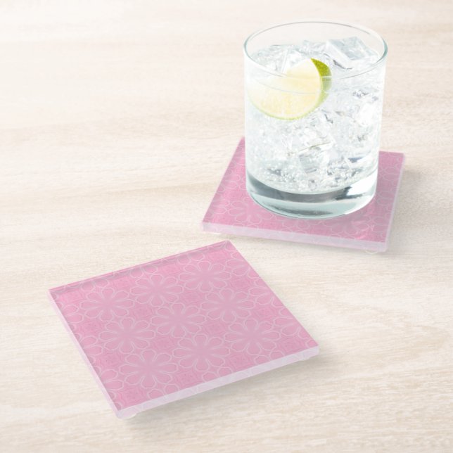 Pink  glass coaster (Angled)