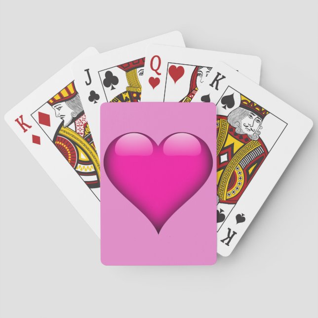 Pink Glass Heart Customizable Poker Cards (Back)