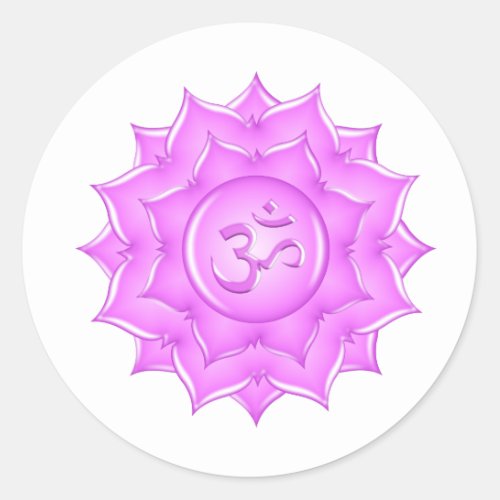 Pink Glass Lotus Flower Om Symbol Drawing Classic Round Sticker