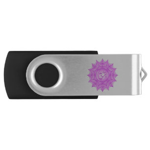 Pink Glass Lotus Flower Om Symbol Drawing Flash Drive